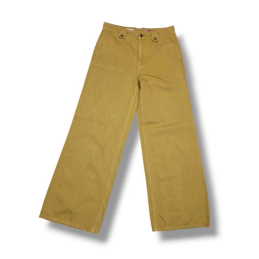 Anthropologie Pilcro Mustard High Rise Wide Leg Pants Women's Size 28X30